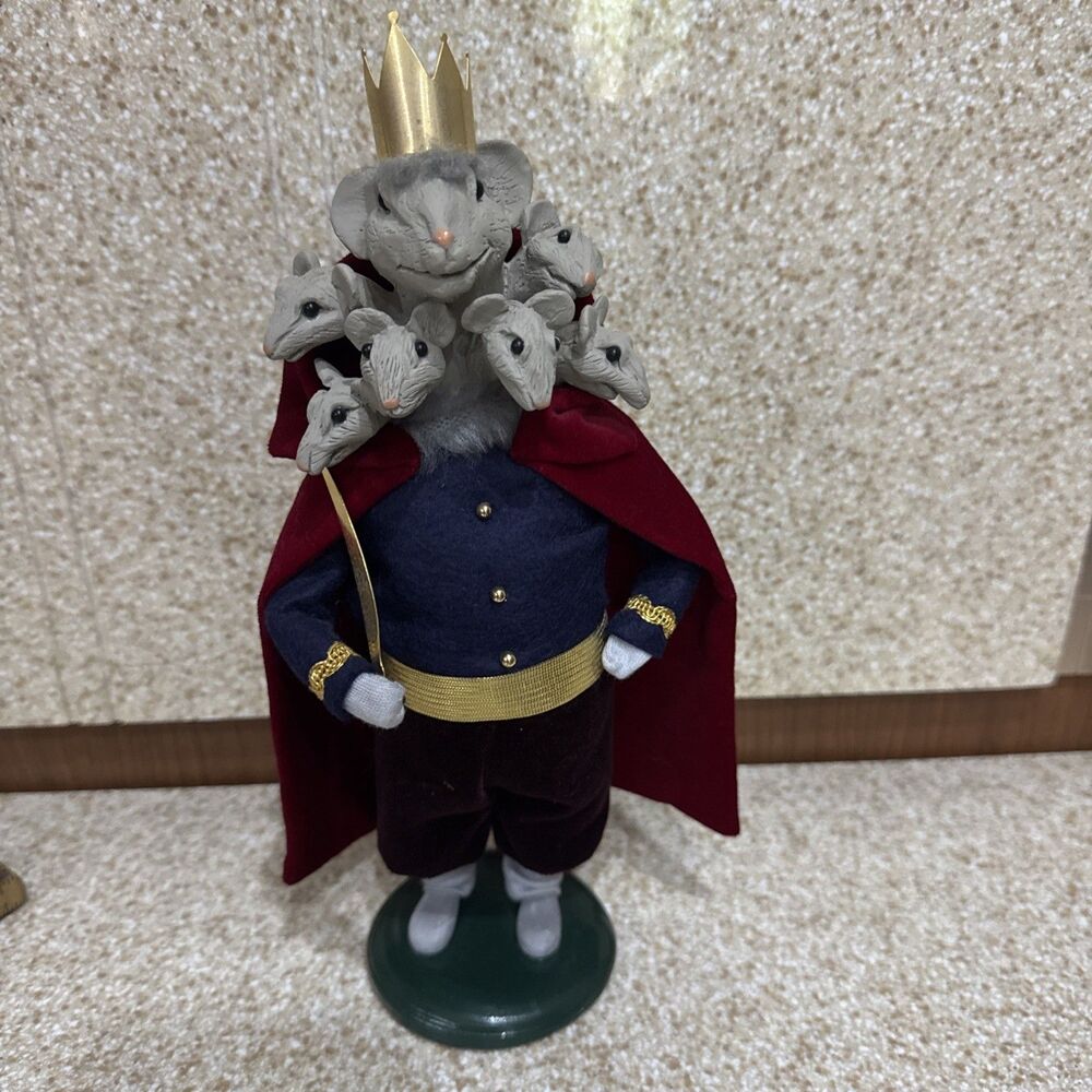 BYERS' CHOICE CAROLERS NUTCRACKER SUITE 7 HEADS KING MOUSE FIRST EDITION SIGNED